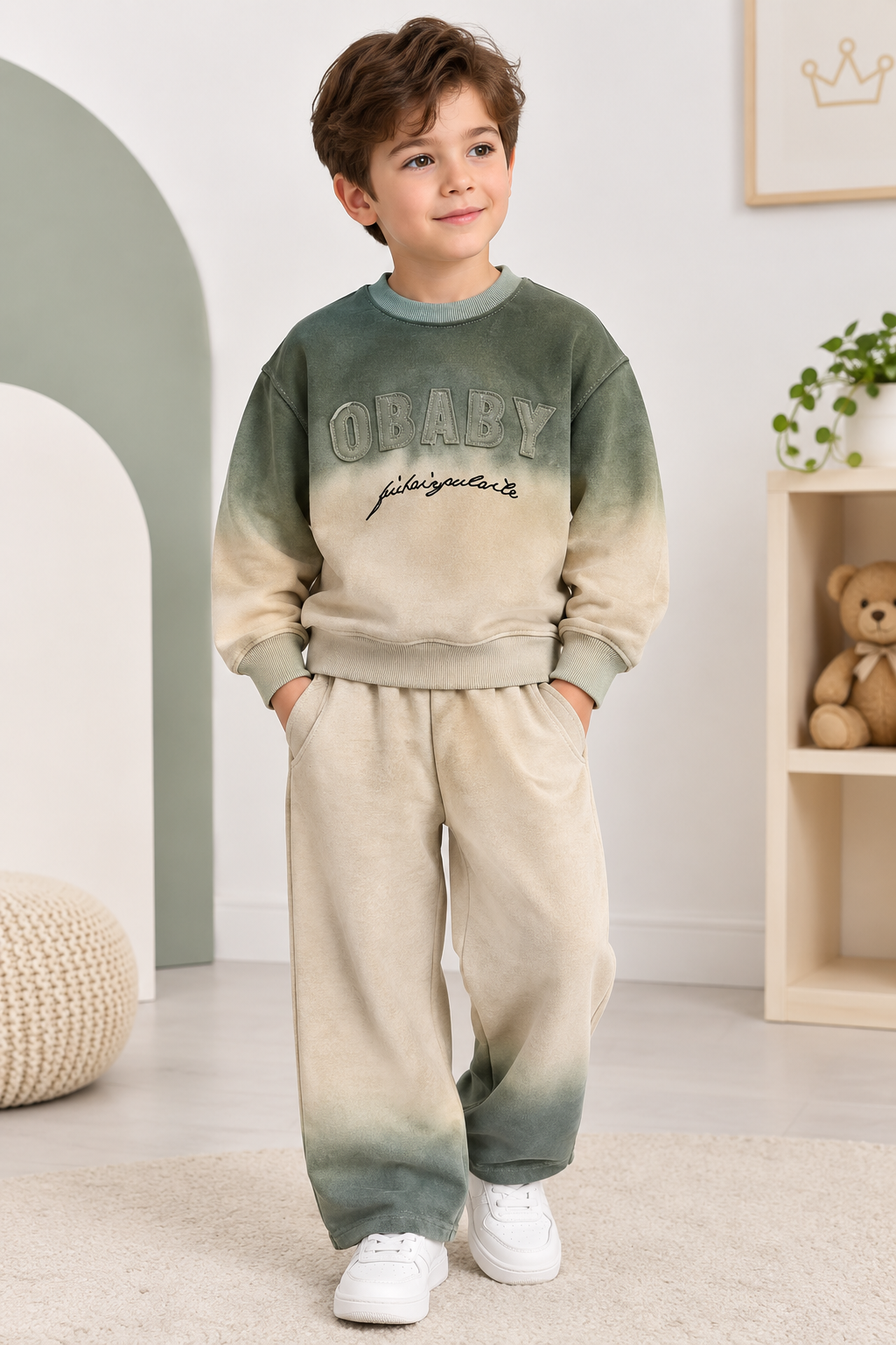 ست سویشرت و شلوار بچگانه پسرانه مدل OBABY طرح اُمبره